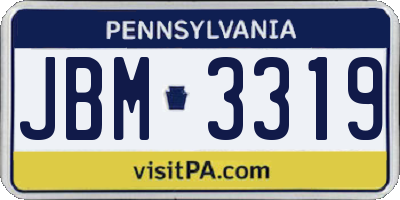 PA license plate JBM3319