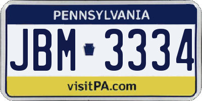 PA license plate JBM3334