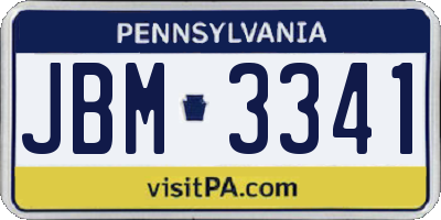 PA license plate JBM3341