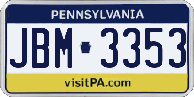 PA license plate JBM3353