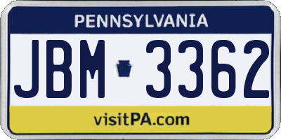 PA license plate JBM3362