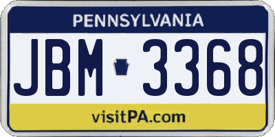 PA license plate JBM3368