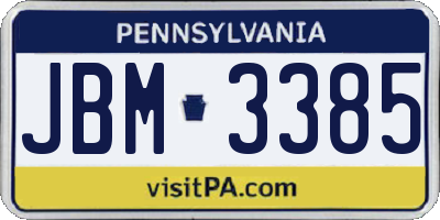 PA license plate JBM3385