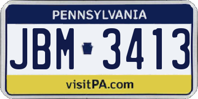 PA license plate JBM3413