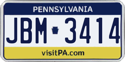 PA license plate JBM3414