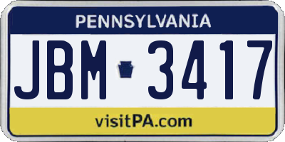 PA license plate JBM3417