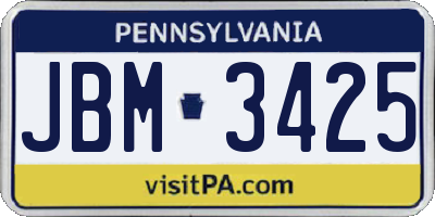 PA license plate JBM3425