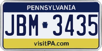 PA license plate JBM3435