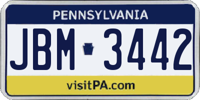 PA license plate JBM3442