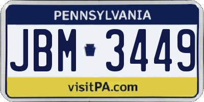 PA license plate JBM3449