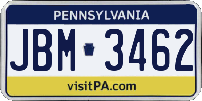 PA license plate JBM3462
