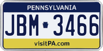 PA license plate JBM3466