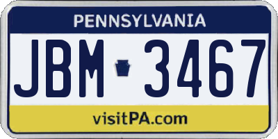 PA license plate JBM3467