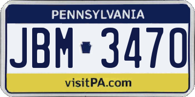 PA license plate JBM3470