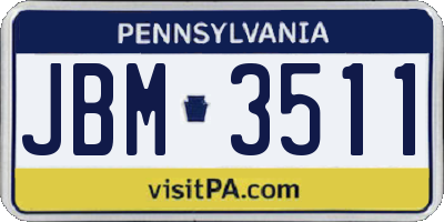 PA license plate JBM3511