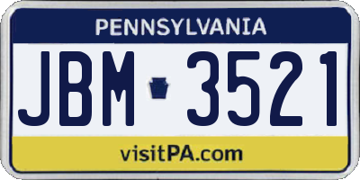 PA license plate JBM3521