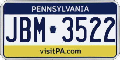 PA license plate JBM3522