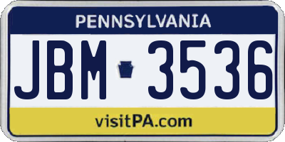 PA license plate JBM3536