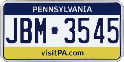 PA license plate JBM3545