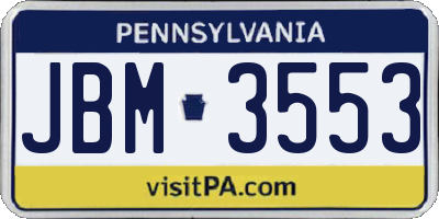 PA license plate JBM3553