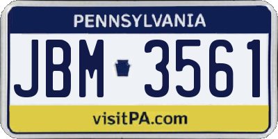 PA license plate JBM3561