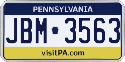 PA license plate JBM3563