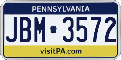 PA license plate JBM3572