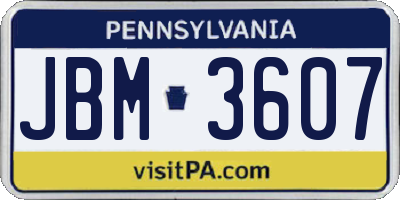 PA license plate JBM3607