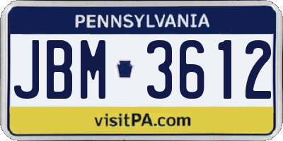 PA license plate JBM3612