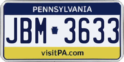 PA license plate JBM3633