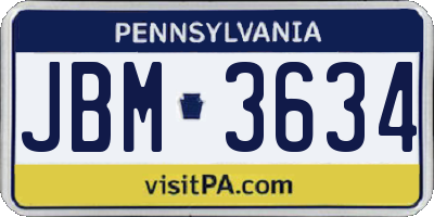 PA license plate JBM3634