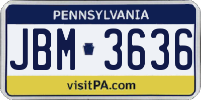 PA license plate JBM3636