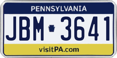 PA license plate JBM3641