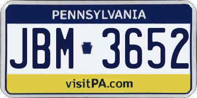 PA license plate JBM3652