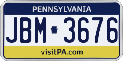 PA license plate JBM3676