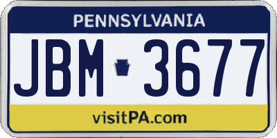 PA license plate JBM3677