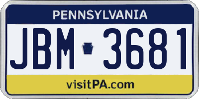 PA license plate JBM3681