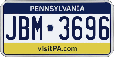 PA license plate JBM3696