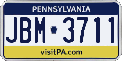 PA license plate JBM3711