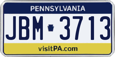 PA license plate JBM3713