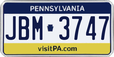 PA license plate JBM3747