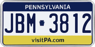 PA license plate JBM3812