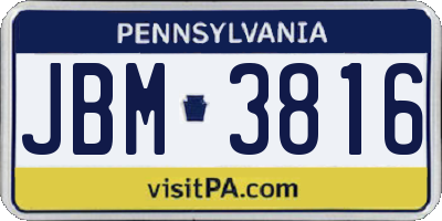 PA license plate JBM3816