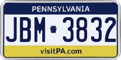 PA license plate JBM3832