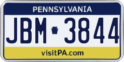 PA license plate JBM3844