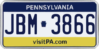 PA license plate JBM3866