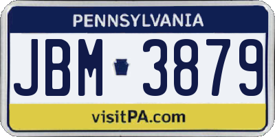 PA license plate JBM3879