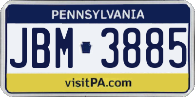 PA license plate JBM3885