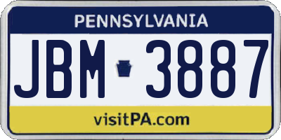 PA license plate JBM3887