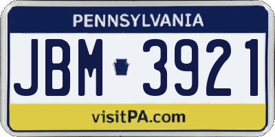 PA license plate JBM3921